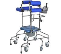 Andador hemipléjico Andador médico de 6 ruedas con silla con inodoro y orinal Equipo de rehabilitación para adultos Ayuda para caminar para personas mayores