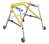 Andador infantil con cojín para parálisis cerebral y discapacitados, marco de pie plegable de aleación de aluminio para entrenamiento de rehabilitación por cuatro ruedas