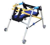 Andador infantil con cojín para parálisis cerebral y discapacitados, marco de pie plegable de aleación de aluminio para entrenamiento de rehabilitación por cuatro ruedas
