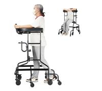 Andador infantil de 6 rondas con ruedas, marco de pie para niños, parálisis cerebral, hemiplejia, entrenamiento de extremidades inferiores con rueda de asiento ajustable en altura