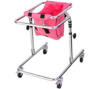 Andador Infantil de Cuatro Ruedas, Auxiliar de bipedestación, Ayuda para la rehabilitación de niños con parálisis Cerebral, Apto para Alturas de 80 a 120 cm (Color: marrón) (Rosa)