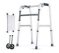 Andador, ligero, 2,5 kg, plegable, para adultos mayores, con ruedas, andadores de asistencia, para escalar en la cuesta abajo, ayuda para caminar, muleta de 4 patas, aleación de aluminio |Altura