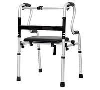 Andador ligero con asiento para personas mayores, ayuda portátil plegable para caminar en casa/baño/hospital, carga multifunción de 180 kg, el doble de comodidad