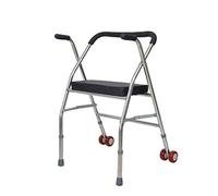 Andador Ligero de Acero Inoxidable Plegable con Asiento Blando Altura Ajustable de Seis velocidades, 2 Colores a Elegir Compacto (Asiento de Cuero) (Asiento de Cuero)