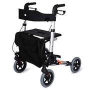 Andador ligero de estilo europeo de cuatro ruedas con asiento y frenos de bloqueo Andador rodante plegable para personas mayores Soporte de hasta 330 libras