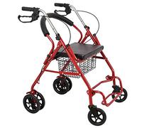 Andador ligero plegable Marco fácilmente plegable Altura ajustable que incluye andador de cesta para personas mayores Ayuda para caminar - Rojo