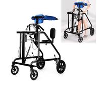 Andador médico ajustable con soporte de pie, 4 ruedas y frenos para mayor estabilidad, diseño antivuelco para seguridad, ideal para pacientes con accidente cerebrovascular y rehabilitación de