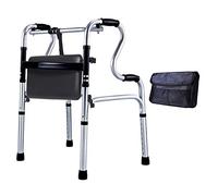 Andador médico plegable para personas mayores con asiento de PU Andador ligero y ajustable de altura compacto y plegable de aluminio para rehabilitación de ancianos