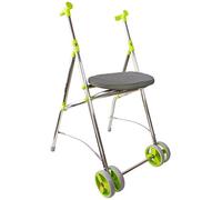 Andador ortopédico para adultos de aluminio ligero y plegable, con asiento y ruedas delanteras dobles, pistacho