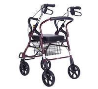 Andador para adultos con 4 ruedas, carrito rodante de acero plegable, andador ligero para personas mayores con asiento y altura ajustable