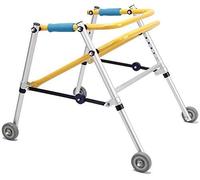 Andador para ancianos Andador, andador para niños, andador ligero, bastones de 4 patas, carros plegables, cuatro ruedas, altura ajustable, amarillo, comodidad móvil, andadores estándar