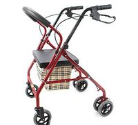 Andador para ancianos Andador Andador Ruedas Ligero Asiento y Respaldo Tapizado Plegable Hecho de Aluminio Movilidad Ligero Estructura de Aluminio Plegable