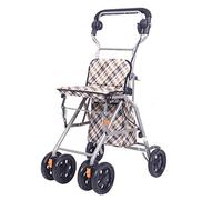 Andador para Ancianos, Andador con Carrito de Compras con Ruedas de Cuatro Ruedas en Aluminio Asiento de Ayuda para Caminar Ligero Plegable con Respaldo y Cesta de Compras Interesting