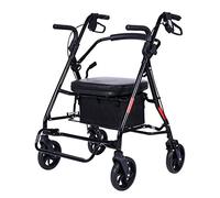 Andador para ancianos Andador con ruedas Carro rodante ligero Acero plegable Altura de 3 engranajes ajustable con asiento y ruedas, para personas mayores y adultos