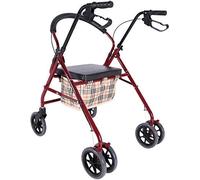 Andador para ancianos Andador con ruedas con asiento, andador con ruedas plegable con asiento, sistema de freno doble para ayudas para caminar de movilidad de 4 ruedas, utilizado para personas mayores
