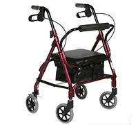 Andador para ancianos Andador con ruedas ligero de aluminio con freno de bucle, andador plegable para adultos, asiento ajustable en altura por piernas y brazos, para andadores estándar con piernas y p