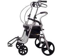 Andador para ancianos Andador con ruedas para personas mayores, andador con ruedas de postura vertical, andador ligero de aluminio plegable con asiento cómodo, su mejor opción Andador,Gray