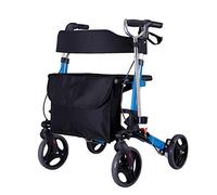 Andador para Ancianos, Andador con Ruedas Plegable Carrito de la Compra Andador Andador de Aluminio con Cuatro Ruedas Asiento de Ayuda para Caminar con Respaldo Cesta de la Compra Altura Ajustable
