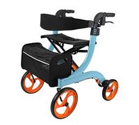Andador para ancianos Andador con ruedas plegable de aluminio ligero con frenos dobles, asiento y bolsa de almacenamiento desmontable, altura ajustable con soporte para bastón para ancianos