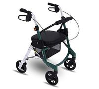 Andador para ancianos Andador de cuatro ruedas con asiento y respaldo acolchados Estructura de aluminio plegable y liviana Ayuda para caminar adecuada para personas con movilidad limitada