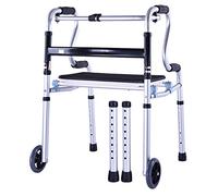 Andador para ancianos Andador de pie para suministros de rehabilitación, andador plegable de aleación de aluminio, andador ajustable para el andador de entrenamiento con asiento