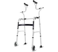 Andador para ancianos, Andador Estándar con Ruedas y Reposabrazos Acolchados Extraíbles 180kg, Andador de Plataforma con Soporte de Brazo para Mayores, Minusválidos y Discapacitados(Color:Black)