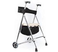 Andador para ancianos Andador plegable, andador con ruedas ligero, aleación de aluminio, andador de 2 a 4 ruedas, carro, carrito de compras, asiento y ruedas, sistema de frenado dual