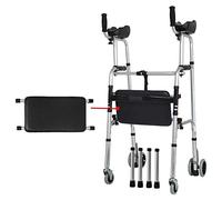 Andador para ancianos Andador plegable ligero con soporte para antebrazo, andador con asiento/almohadilla para reposabrazos y pies de esquí de 2 ruedas