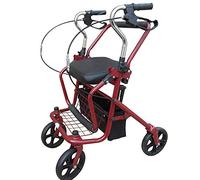 Andador para ancianos Andador plegable vertical ligero andador portátil para ancianos, coche asistido a mano, asiento y respaldo con sistema de frenado dual