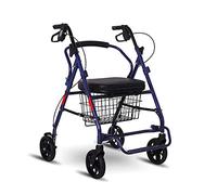 Andador para ancianos Andador portátil, carrito de compras plegable, ayuda para caminar, carrito de cuatro ruedas con asiento acolchado y cesta para ancianos