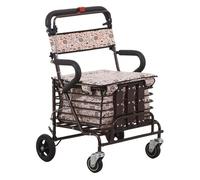 Andador para Ancianos, Andador Rollator, Rodillo de cuatro ruedas de acero con asiento y cesta de la compra, altura ajustable, diseño ligero de seguridad con freno
