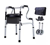 Andador para ancianos Andadores con ruedas altos para personas mayores, andadores ligeros con ruedas plegables para hombres altos de más de 6 pies, ayudas de movilidad vertical con asiento y bolsa de