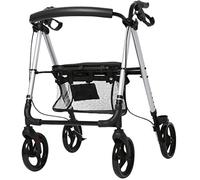 Andador para ancianos Andadores con ruedas Andador con ruedas, marco para caminar, 4 ruedas, plegable, compacto, ayudas para la movilidad con bolsa de asiento, silla de transporte, andador, bastón par