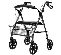 Andador para ancianos Andadores con Ruedas Andadores con Ruedas Andador Estándar Plegable, Ayuda para Caminar de Movilidad Negra para Ancianos, Andador Liviano de 4 Ruedas con Asiento y Cesta (Color :