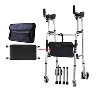 Andador para ancianos Andadores estándar de aluminio ligero Andador con ruedas de 4 ruedas con ruedas y bolsa Andador con andador plegable para personas con movilidad limitada