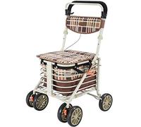 Andador para Ancianos, Asiento de Ayuda para Caminar con Andador de Cuatro Ruedas de Aluminio y Cesta de Compras Altura Ajustable Diseño Ligero y Seguro Andador con Andador Interesting