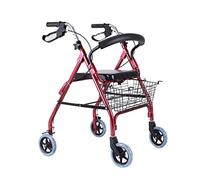 Andador para ancianos Ayuda para caminar con andador de cuatro ruedas de aluminio, andador con andador plegable con asiento y cesta de compras, tres engranajes