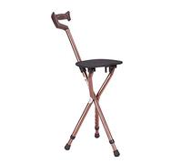 Andador para Ancianos,Bastón con asiento Bastón Silla Bastón Anciano Taburete plegable de tres patas Andador antideslizante, marrón, azul Práctico