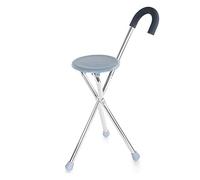 Andador para Ancianos,Bastón con asiento Bastón Silla Bastón Anciano Taburete plegable de tres patas Andador antideslizante, marrón, azul Práctico
