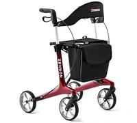 Andador para Ancianos Carbono: Andador Plegable y Ligero con Asiento - Andador Plegable Estrecho para Personas Mayores - Andador de Interior para Viajes en el Maletero (Rojo)