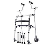 Andador para ancianos, con muleta en las axilas, altura y ancho ajustables, plegable con botones, reposabrazos de material TPR, adecuado para personas con movilidad reducida, ancianos () estrella de