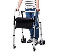 Andador para ancianos con ruedas con asiento de aleación de aluminio para discapacitados, silla de andar con estrella de luz