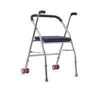 Andador para ancianos, con ruedas, con placa de asiento, andador para ancianos, andador, plegable (azul) (azul) estrella de luz