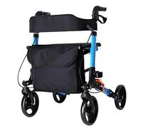 Andador Para Ancianos De 4 Ruedas,Ligero Plegable De Cuatro Ruedas De Walker Con Asiento Acolchado, Asas Ergonómicas, Y Bolsa De Transporte, Ayuda A La Movilidad Limitada, Azul (Color : Blue)