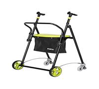 Andador para Ancianos, de acero plegable, con Frenos traseros, con Cesta Asiento y Respaldo, color pistacho