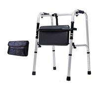 Andador para ancianos Mobility Walker Andador Andador Andador Plegable con Placa de Asiento de Pu Reversible Marcos para Caminar para Personas Mayores Ayudas de Movilidad Ajustables en Altura con Bols