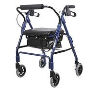 Andador para ancianos para personas mayores, andador con ruedas de freno ligero, plegable, asiento ajustable en altura para adultos, con piernas y pies incómodos estándar (color: rojo) (rojo) (azul)