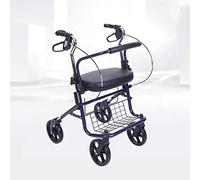 Andador para ancianos, plegable, ayuda a la movilidad, carrito de la compra con asiento y freno de mano para adultos mayores, marco para caminar (rojo) (azul) Beauty Comes