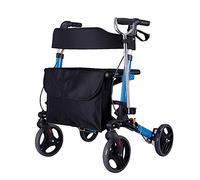 Andador para ancianos, plegable, carrito de la compra, de aluminio, con cuatro ruedas, asiento de ayuda para caminar con respaldo, cesta de la compra, altura ajustable, viene la belleza