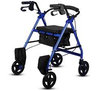 Andador para ancianos, plegable, de aluminio, con ayuda de movilidad, con asiento, freno de mano y reposapiés, andador de movilidad